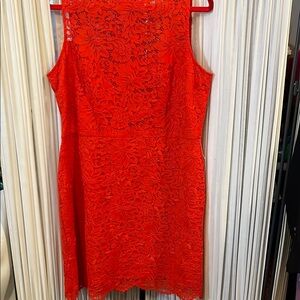 Elegant Red Lace Dress Scalloped Lace Hem 🌹Donna Morgan US size 16